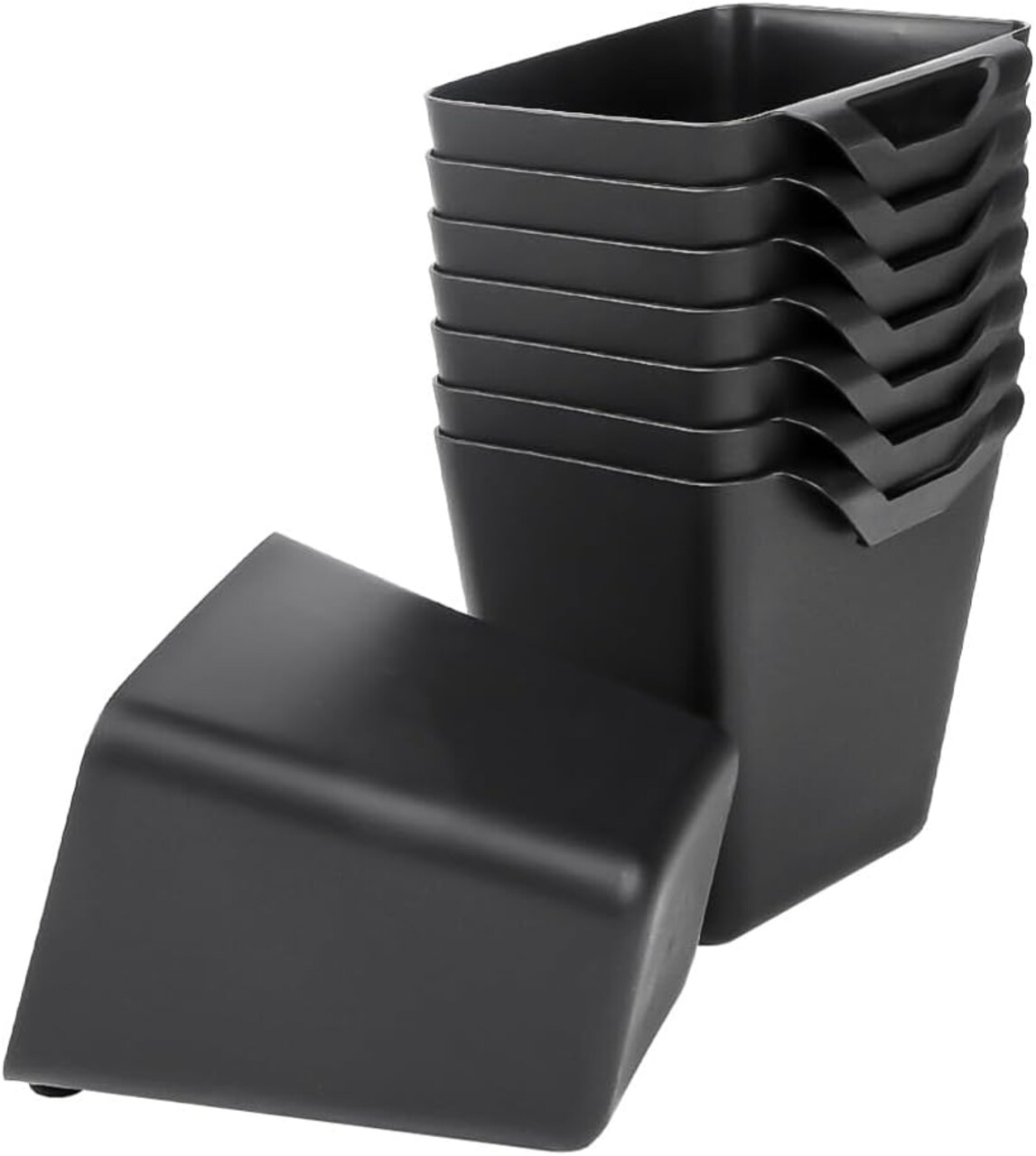 8 Pack Hanging Cup Holders for Rolling Cart Accessories – Plastic Utility Hanging Bins for Craft Supplies, Makeup Brushes, Office Storage, Pencil Organizer, Bathroom & Kitchen Space Saving Containers (Black)